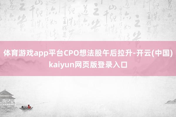 体育游戏app平台CPO想法股午后拉升-开云(中国)kaiyun网页版登录入口