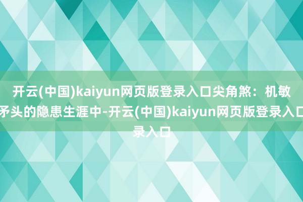开云(中国)kaiyun网页版登录入口尖角煞：机敏矛头的隐患生涯中-开云(中国)kaiyun网页版登录入口