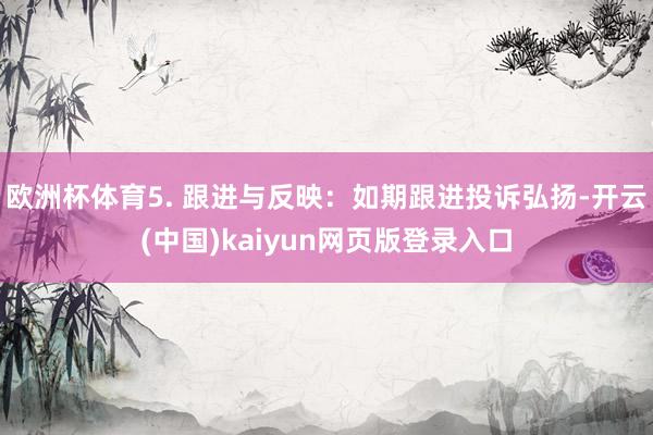 欧洲杯体育5. 跟进与反映：如期跟进投诉弘扬-开云(中国)kaiyun网页版登录入口